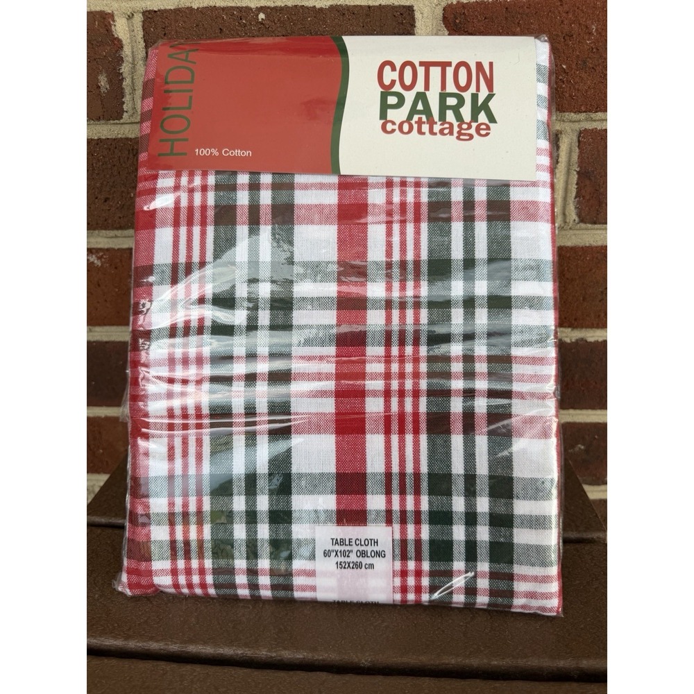 Cotton Park Cottage Holiday Christmas Plaid Tablecloth 60" x 102" Oblong